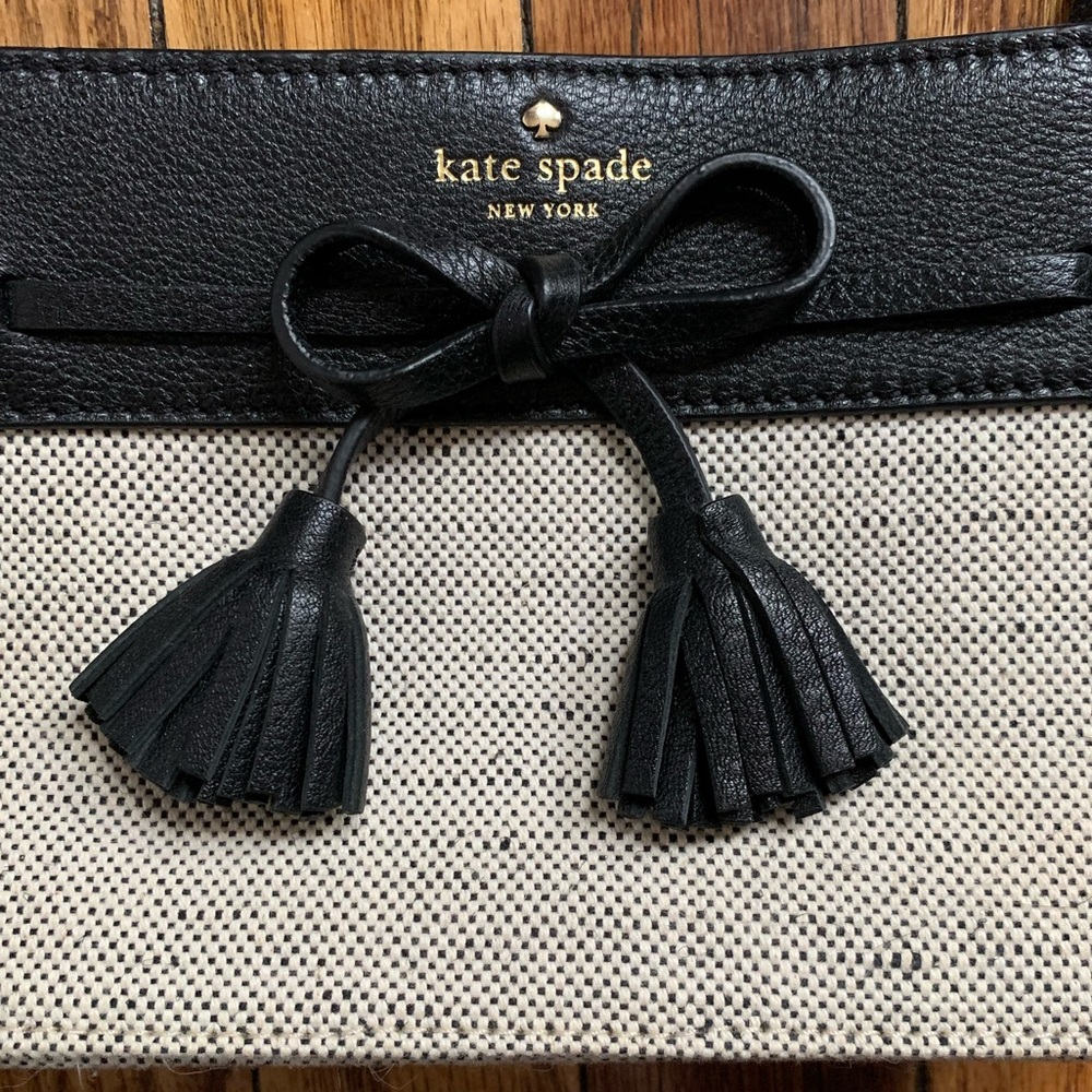 kate spade | black/cream straw purse - Picture 5 of 9